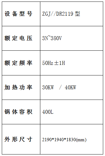 焯煮、油炸設備參數